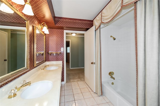 6211 Darby Way, Spring, TX 77389 - full bath with tile patterned flooring, shower / tub combination, and double vanity