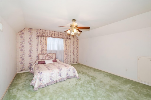 6211 Darby Way, Spring, TX 77389 - carpeted bedroom featuring lofted ceiling, a ceiling fan, and baseboards
