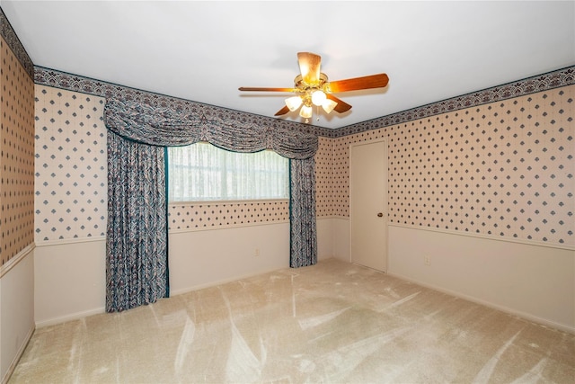 6211 Darby Way, Spring, TX 77389 - empty room featuring ceiling fan, carpet flooring, and wallpapered walls
