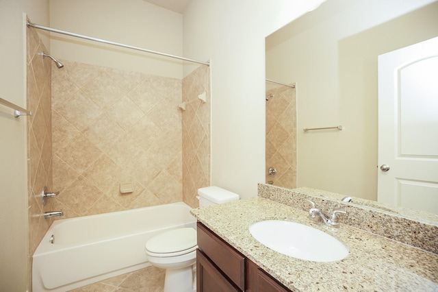 14110 Green Thicket Dr, Pearland, TX 77584 - bathroom featuring vanity, washtub / shower combination, and toilet