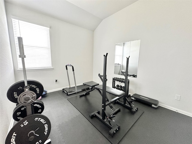 1410 Alice, Beaumont, TX 77705 - exercise area featuring healthy amount of natural light, baseboards, and vaulted ceiling