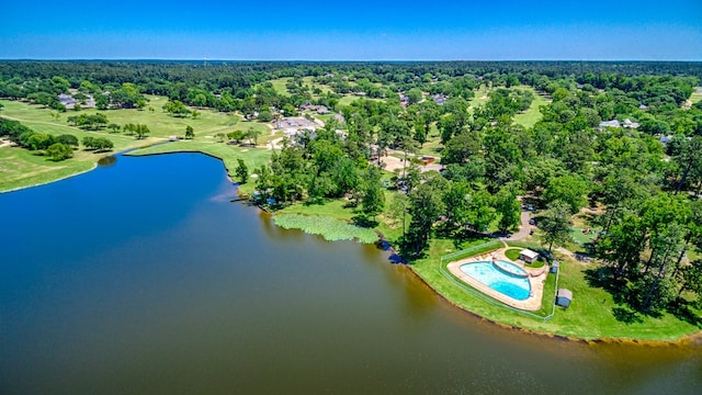 1805 Rollingwood Dr, Huntsville, TX 77340 - aerial view of property's location featuring a nearby body of water and a pool area