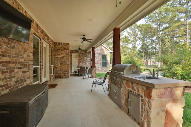 29122 Champions Dr, Magnolia, TX 77355 - view of patio / terrace featuring a sink and ceiling fan