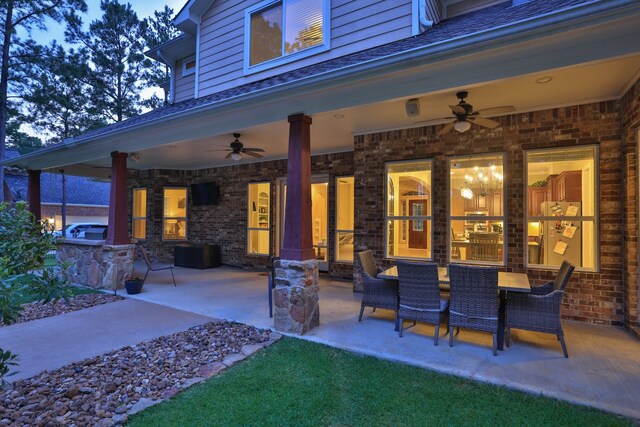 29122 Champions Dr, Magnolia, TX 77355 - view of patio / terrace with a ceiling fan and area for grilling