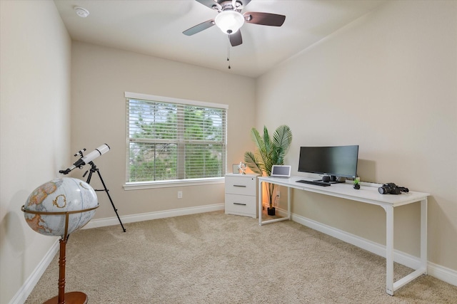 16815 Bornish Hill Ct, Humble, TX 77346 - office featuring carpet, a ceiling fan, and baseboards