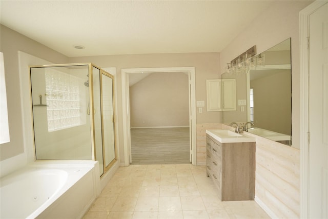 14106 Glen Canon Ln, Houston, TX 77069 - full bath with a stall shower, vanity, and a whirlpool tub