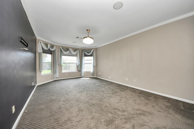 20902 Montana Bend Ln, Cypress, TX 77433 - unfurnished room with crown molding, baseboards, and dark colored carpet