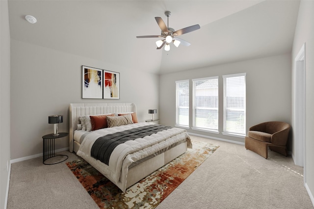 115 Clear Water St W, Montgomery, TX 77356 - carpeted bedroom featuring vaulted ceiling, baseboards, and ceiling fan