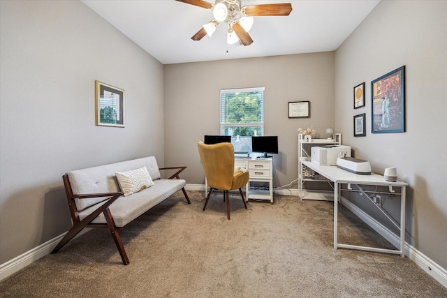 1115 E 27th St, Houston, TX 77009 - carpeted office space featuring ceiling fan and baseboards