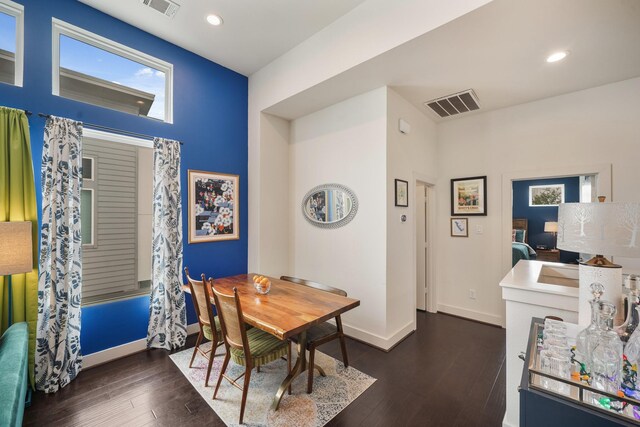 2210 Lou Ellen Ln Unit F, Houston, TX 77018 - dining area featuring dark wood-style flooring, recessed lighting, and baseboards