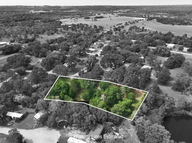 11200 Leisure Rd, Brenham, TX 77833 - aerial view of property and surrounding area featuring a nearby body of water and property boundaries highlighted