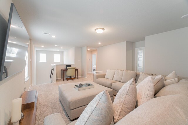 17542 Rosette Grass Dr, Conroe, TX 77385 - carpeted living room featuring recessed lighting and baseboards
