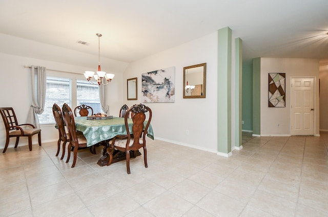 21126 N Yellow Bud Ct, Cypress, TX 77433 - dining area featuring a chandelier, light tile patterned flooring, and baseboards