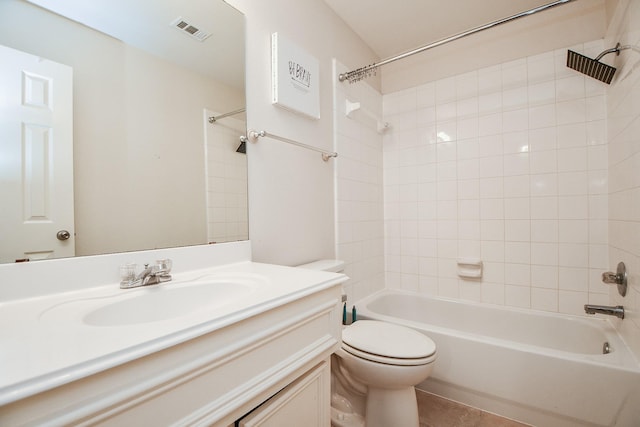 21126 N Yellow Bud Ct, Cypress, TX 77433 - bathroom with vanity, shower / tub combination, toilet, and tile patterned flooring