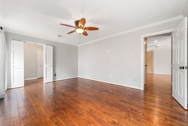 1907 Round Lake Dr, Houston, TX 77077 - empty room featuring a ceiling fan, hardwood / wood-style flooring, baseboards, and ornamental molding