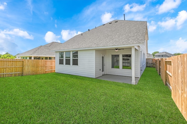 19253 Hazel Firs Ct, Magnolia, TX 77355 - back of house with roof with shingles, a patio area, and ceiling fan