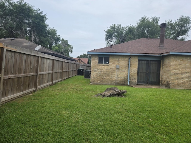 6815 Maczali Dr, Houston, TX 77489 - back of house featuring a fenced backyard, brick siding, and roof with shingles