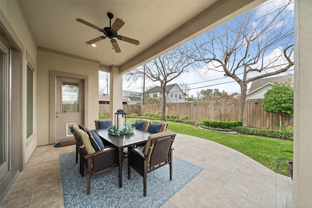 1746 Du Barry Ln, Houston, TX 77018 - view of patio / terrace with ceiling fan and outdoor dining space