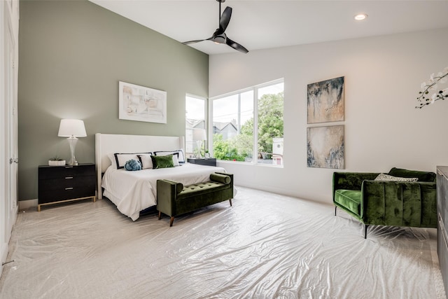 1851 Sul Ross St, Houston, TX 77098 - bedroom featuring vaulted ceiling, a ceiling fan, and recessed lighting