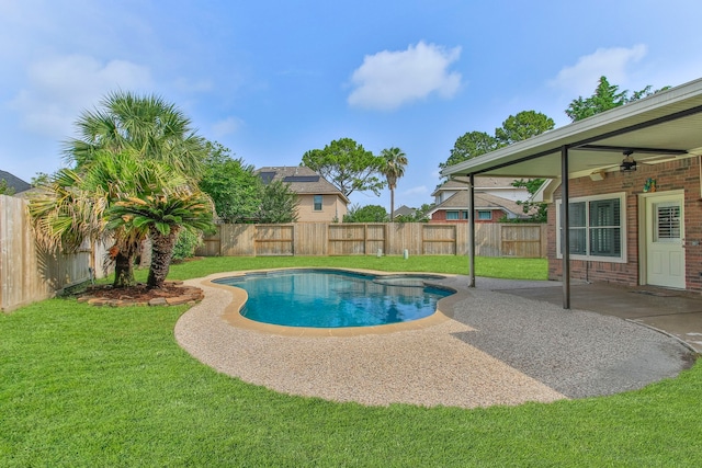9515 Willow Crossing Dr, Houston, TX 77064 - view of swimming pool with a ceiling fan and a patio area