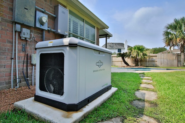 9515 Willow Crossing Dr, Houston, TX 77064 - exterior view of a power unit, electric meter, and a swimming pool