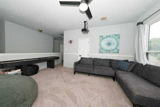 2405 Deerfield Dr, Katy, TX 77493 - carpeted living room with ceiling fan