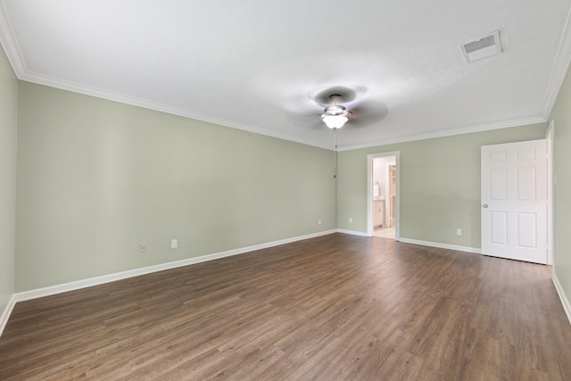 15735 Mesa Gardens Dr, Houston, TX 77095 - empty room featuring wood finished floors, baseboards, ornamental molding, and ceiling fan