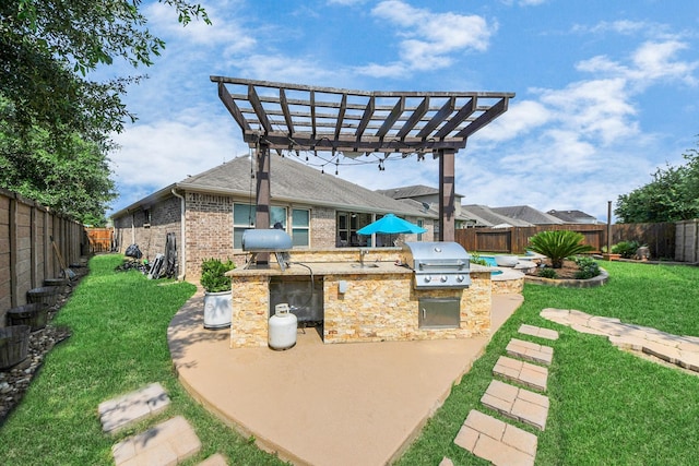 5131 Kingship Ct, Katy, TX 77493 - view of patio featuring a pergola and a sink