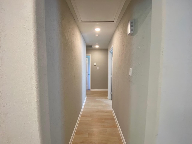 14311 Waterloo Dr, Houston, TX 77045 - hall with light wood-style floors, baseboards, and a textured wall