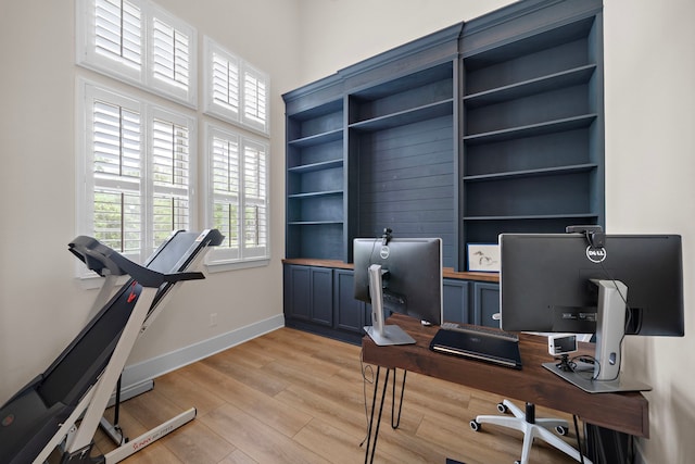 8211 Barristan Bluffs Ct, Magnolia, TX 77354 - office space with baseboards and light wood finished floors
