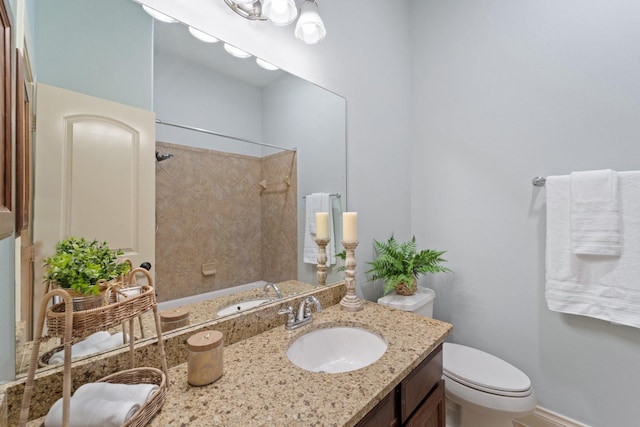 19403 Shady Edge Dr, Cypress, TX 77433 - full bathroom with a shower, toilet, vanity, and baseboards