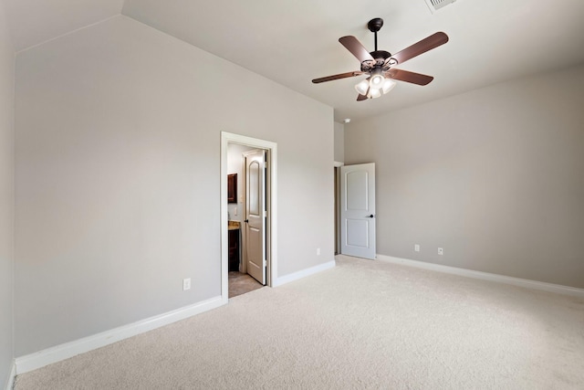19403 Shady Edge Dr, Cypress, TX 77433 - unfurnished bedroom with light carpet, baseboards, connected bathroom, and a ceiling fan
