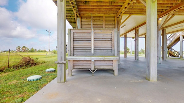 1508 Galveston Ave, Port Bolivar, TX 77650 - view of home's community featuring stairs, a patio area, and a yard