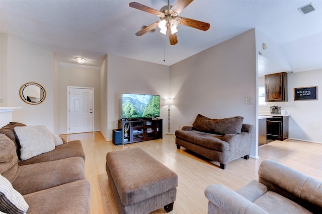 8123 Sweetgum Trace Dr, Houston, TX 77040 - living area featuring a ceiling fan and light wood-style floors