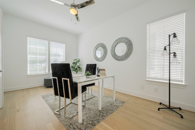 1205 Timbergrove Acres St, Houston, TX 77008 - office area featuring light wood-style floors and ceiling fan