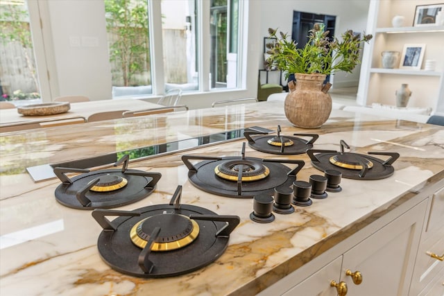 2013 Persa St, Houston, TX 77019 - kitchen view of an outdoor fire pit and white cabinetry