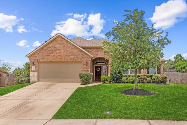 12103 Kaiso Ln, Conroe, TX 77304 - traditional-style house with brick siding, a garage, driveway, and roof with shingles