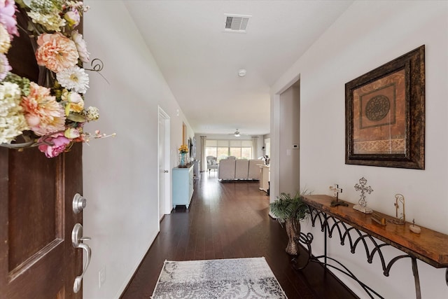 12103 Kaiso Ln, Conroe, TX 77304 - corridor with dark wood finished floors