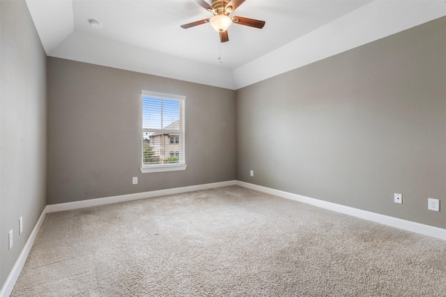 15002 House Martin Ln, Cypress, TX 77429 - empty room with a ceiling fan, carpet flooring, baseboards, a smoke detector, and lofted ceiling