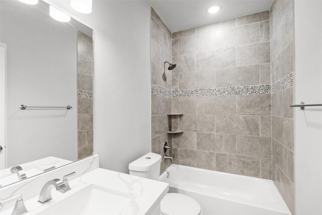 116 Augusta Dr, Huntsville, TX 77340 - bathroom featuring toilet, vanity, and washtub / shower combination