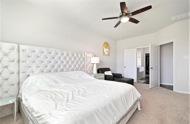 23523 Montague Dr, Spring, TX 77373 - bedroom with light colored carpet, a ceiling fan, and baseboards