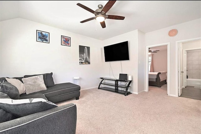 23523 Montague Dr, Spring, TX 77373 - living room with ceiling fan, carpet flooring, and baseboards