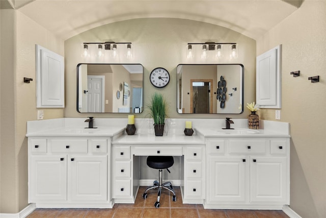 3707 Doyle Ct, Missouri City, TX 77459 - full bath with double vanity, baseboards, and tile patterned flooring