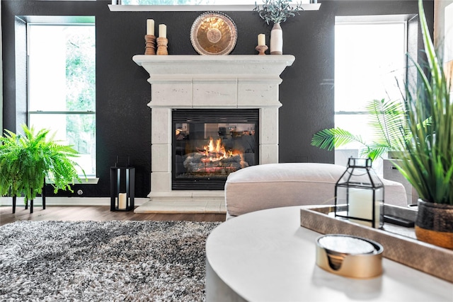 3707 Doyle Ct, Missouri City, TX 77459 - detailed view of a glass covered fireplace and wood finished floors