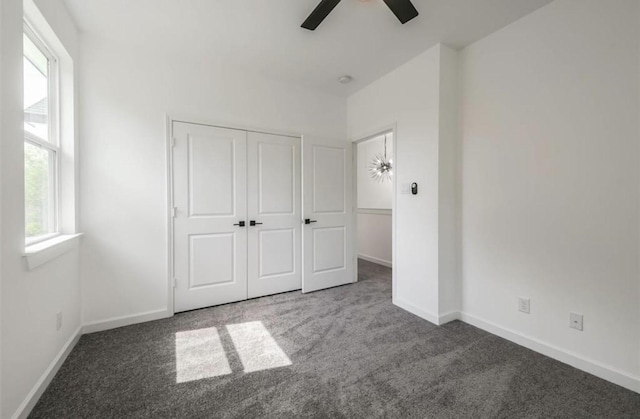 6732 Goforth, Houston, TX 77021 - unfurnished bedroom featuring carpet floors, baseboards, a closet, and ceiling fan