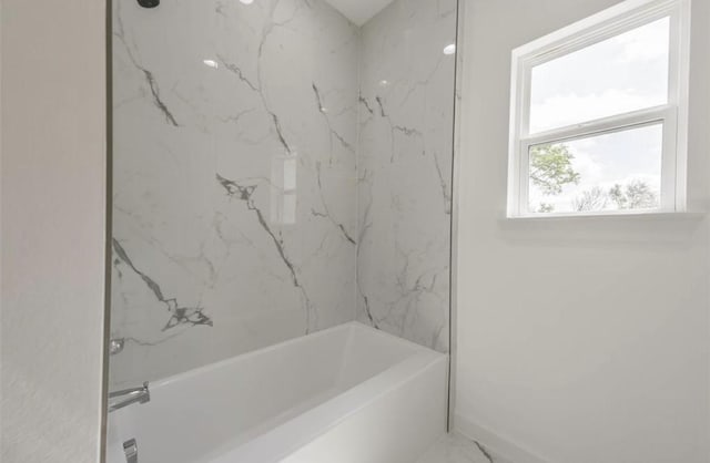 6732 Goforth, Houston, TX 77021 - bathroom featuring shower / bath combination and marble finish flooring