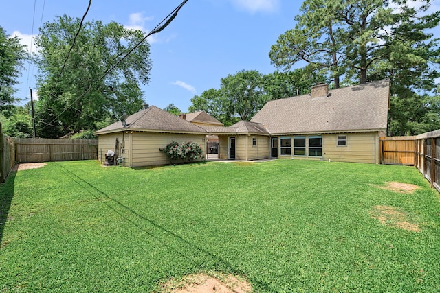 8023 Litchfield Ln, Spring, TX 77379 - rear view of house with a chimney and roof with shingles