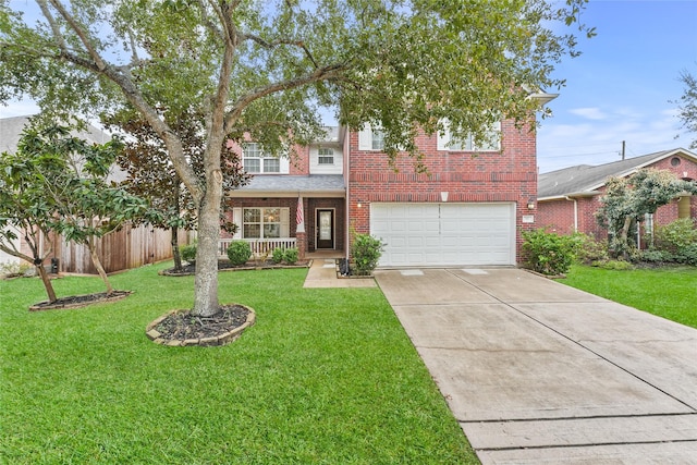 7427 Pony Crk, Missouri City, TX 77459 - traditional-style home with an attached garage, driveway, and brick siding