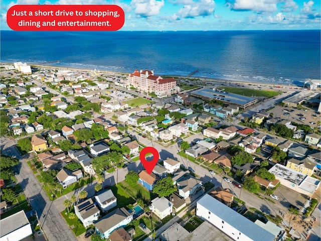 1717 22nd St, Galveston, TX 77550 - aerial view of property and surrounding area with extended coastline