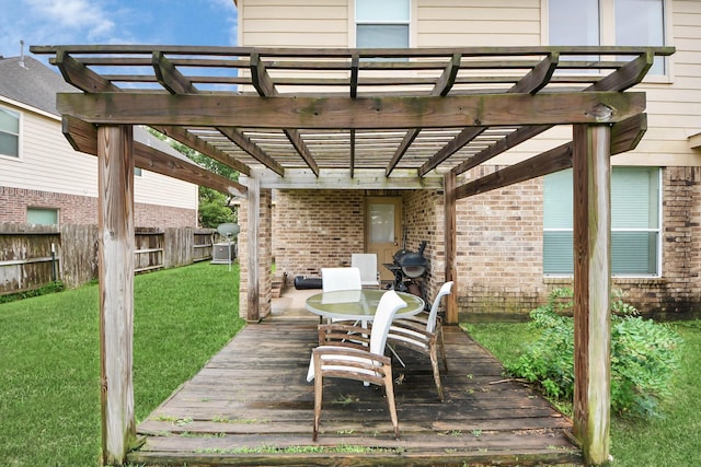 3922 Crestwind Ln, Richmond, TX 77407 - wooden terrace with a pergola and cooling unit